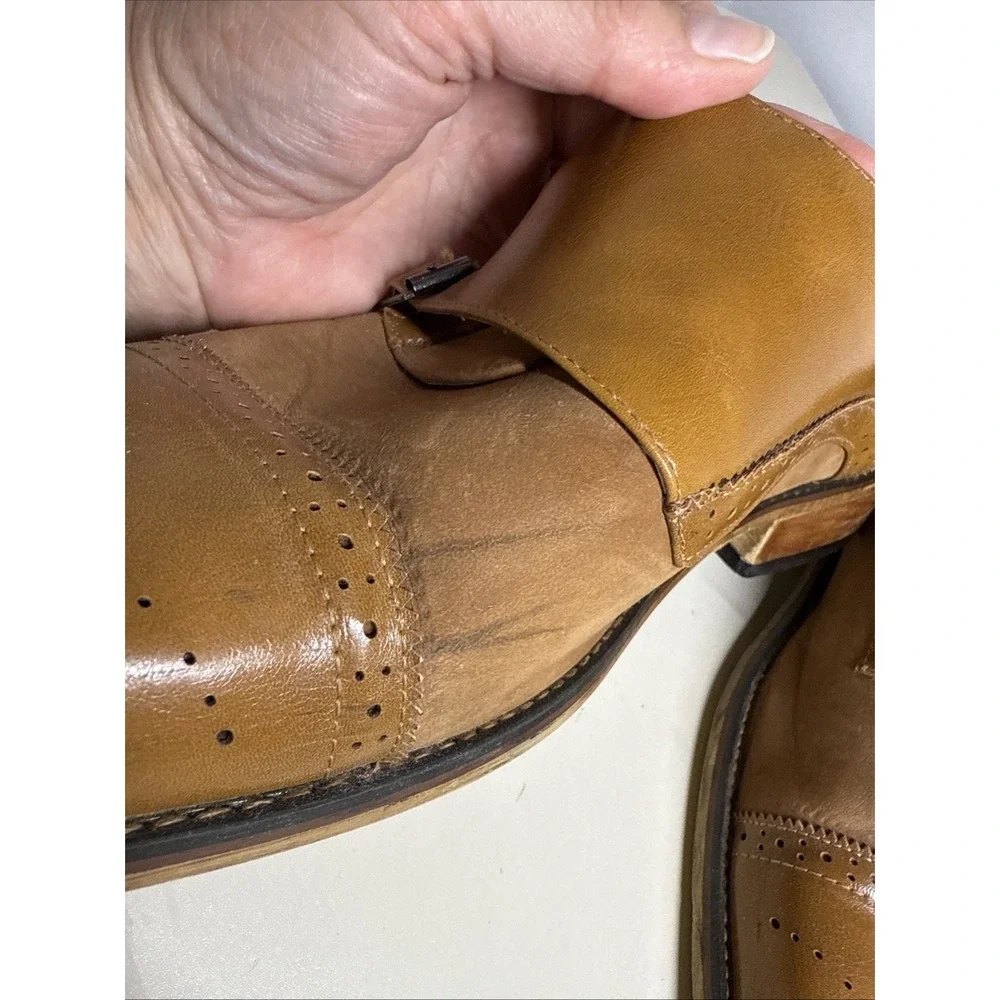 Gino Vitale Tan Double Monk Strap Dress Leather Suede Loafers / Men's Size 12
